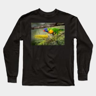 Rainbow Lorikeet with Grevillea Long Sleeve T-Shirt